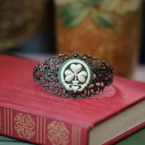 Claddagh Cameo Cuff Bracelet - Green or Black