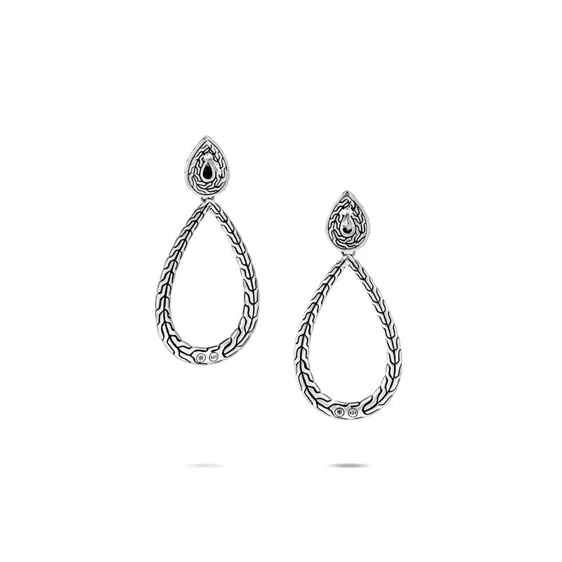 Classic Chain Drop Earring, Black Sapphire, Spinel