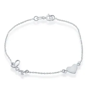 Classic Women's Bracelet - Sterling Silver Heart and LOVE | S-4925