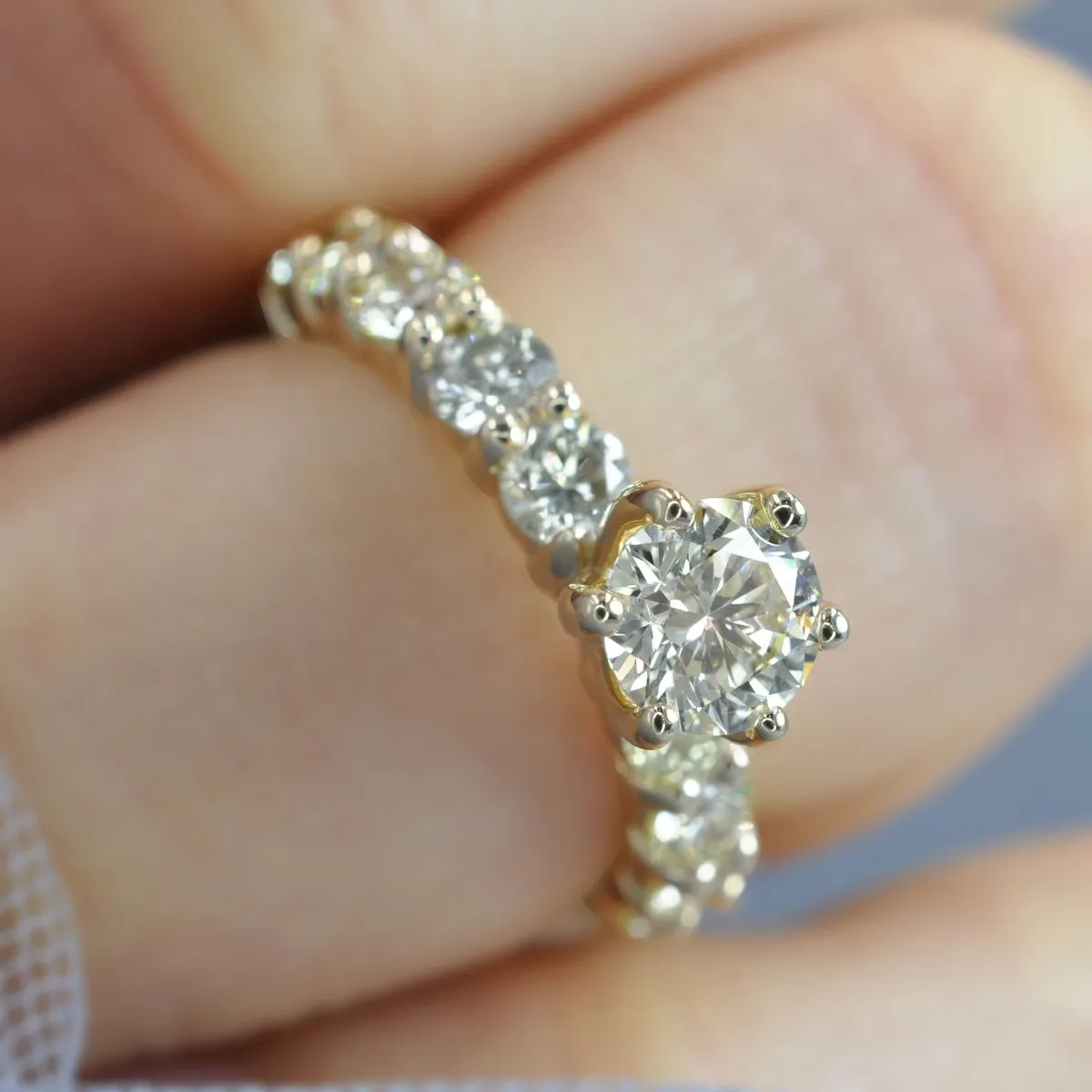 Classy 3.40 CT Round Cut Diamond Engagement Ring in 14KT Yellow Gold