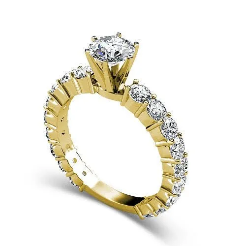 Classy 3.40 CT Round Cut Diamond Engagement Ring in 14KT Yellow Gold