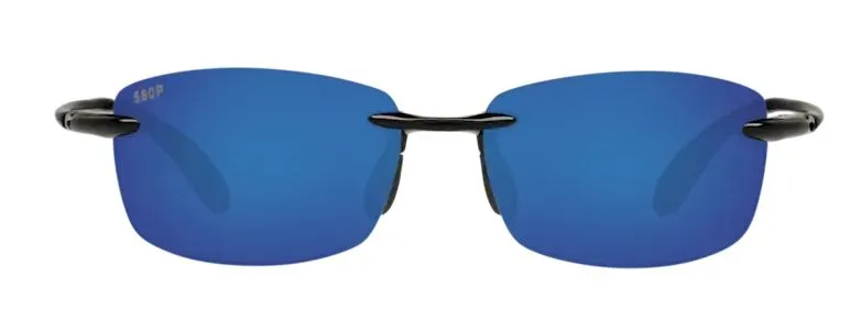 Costa Del Mar Mens Ballast Shiny Black Frame - Blue Mirror 580 Plastic Lens - Polarized Sunglasses