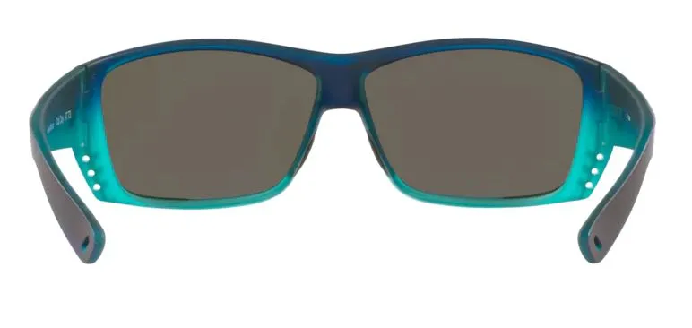 Costa Del Mar Mens Cat Cay Matte Caribbean Fade Frame - Blue Mirror 580 Glass Lens - Polarized Sunglasses