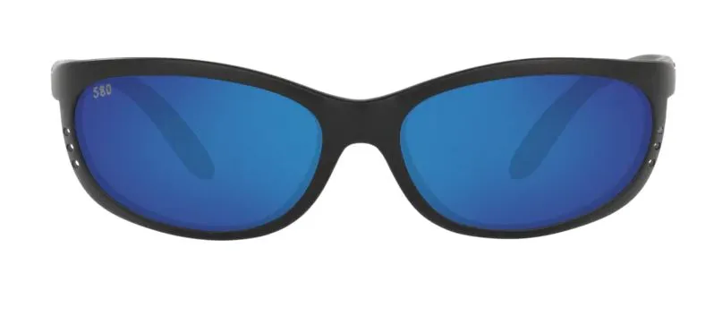 Costa Del Mar Mens Fathom Matte Black Frame - Blue Mirror 580 Glass Lens - Polarized Sunglasses