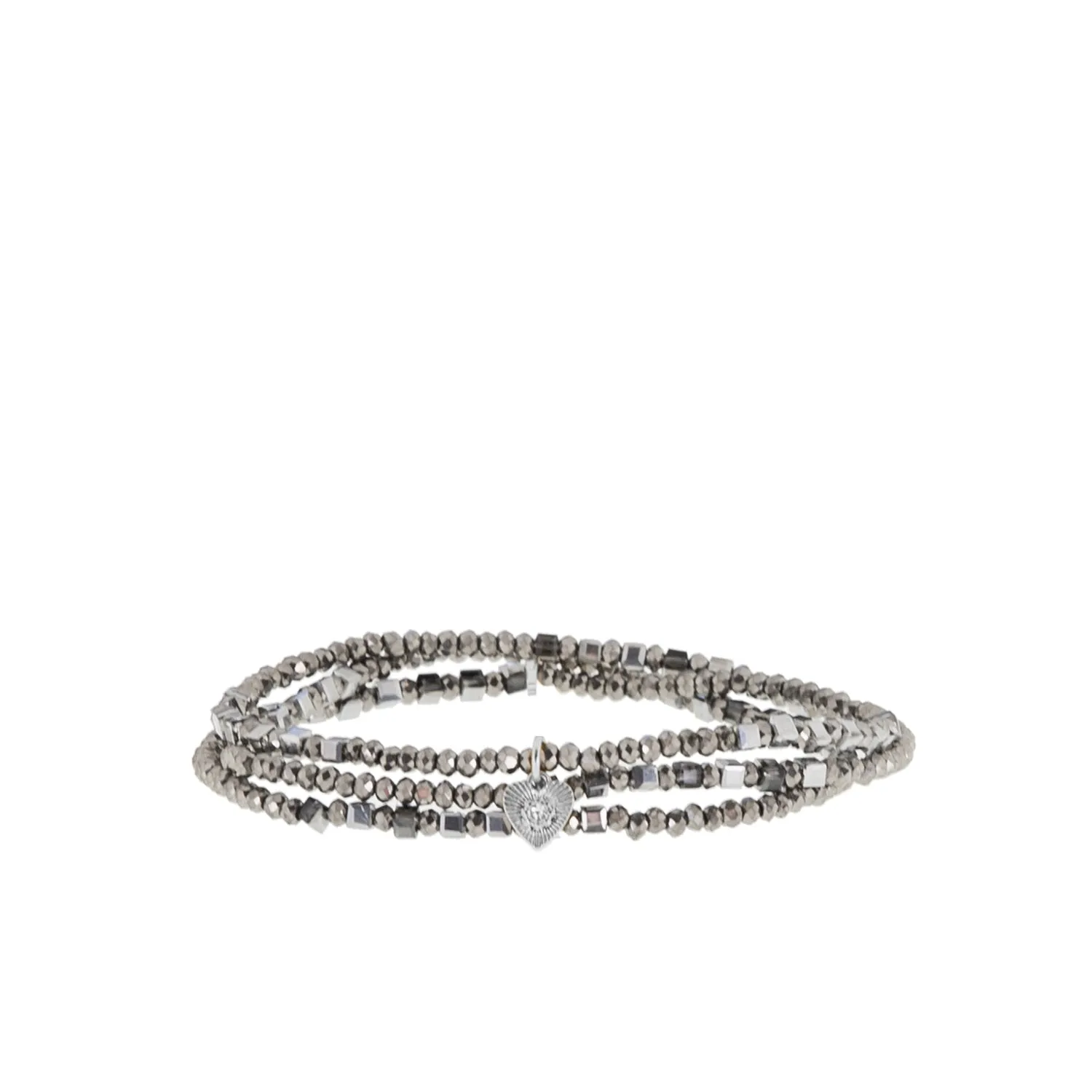 crystal stretch wrap bracelet with heart charm