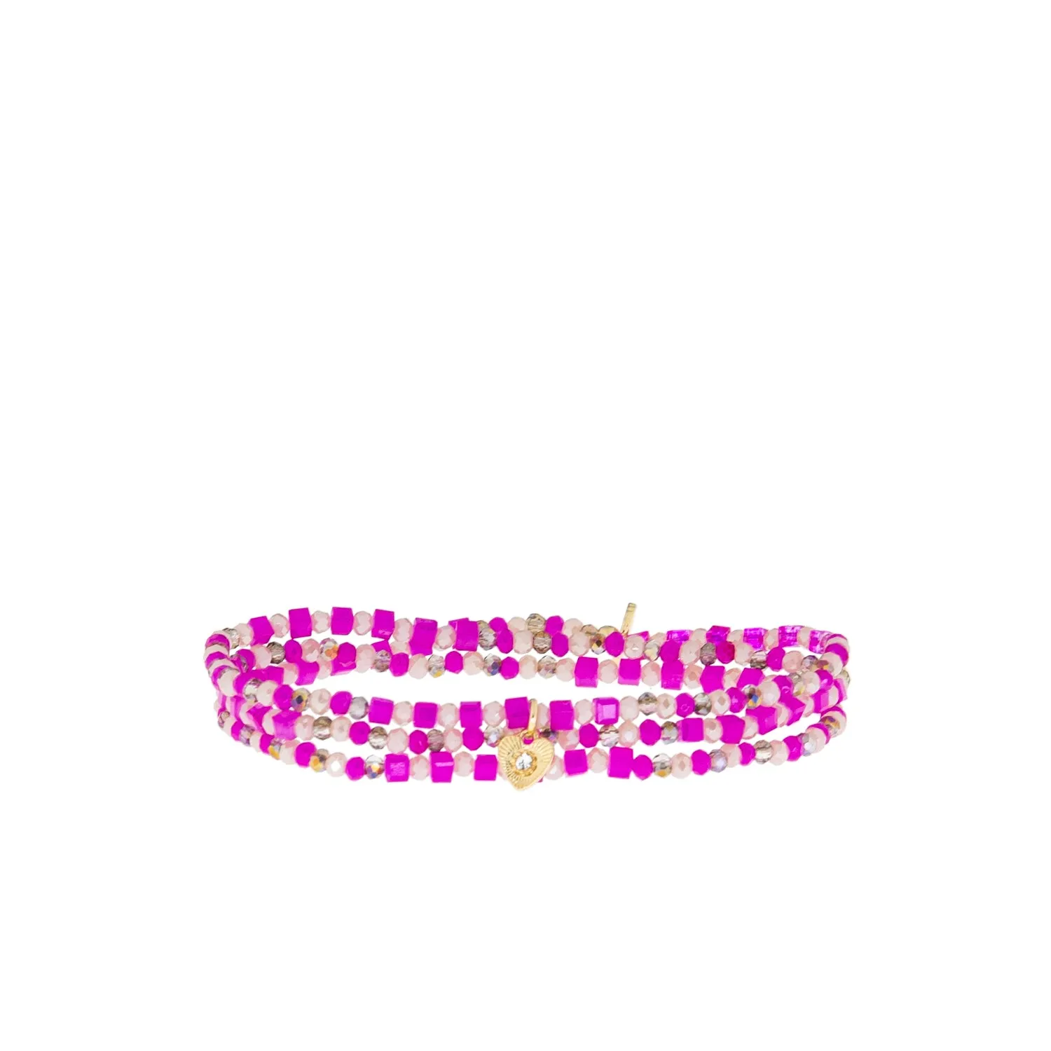 crystal stretch wrap bracelet with heart charm