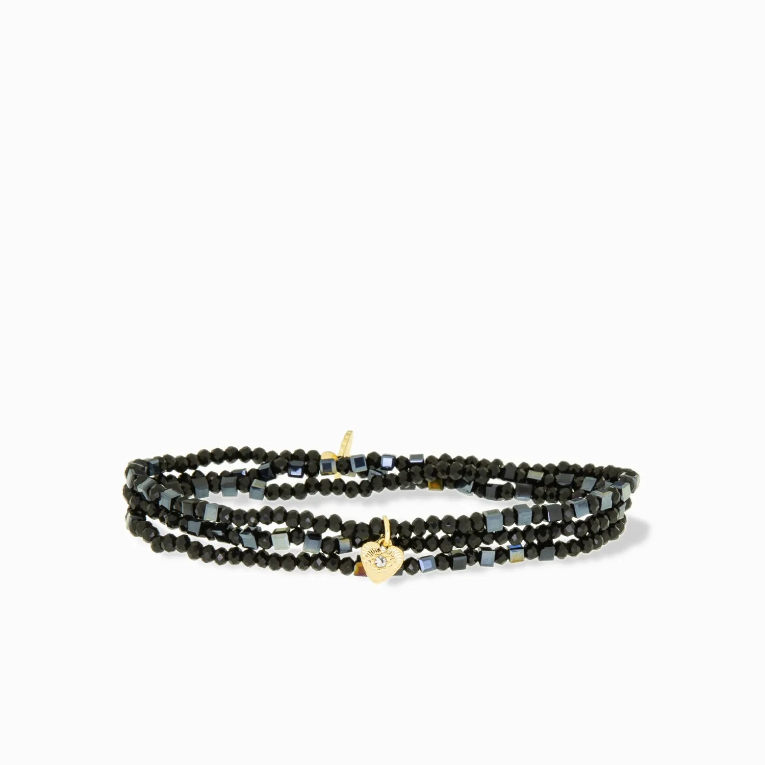 crystal stretch wrap bracelet with heart charm