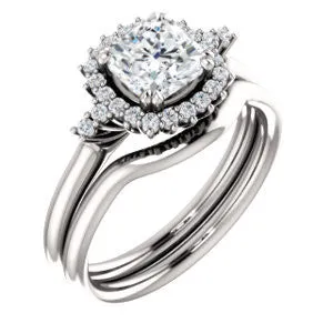 Cubic Zirconia Engagement Ring- The Amy Kiara (Customizable Cushion Cut)