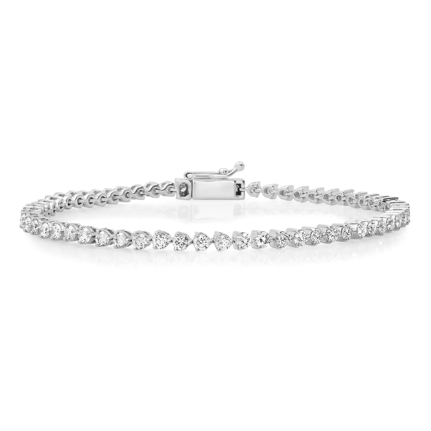 Dainty Three Prong Round Diamond Tennis Bracelet