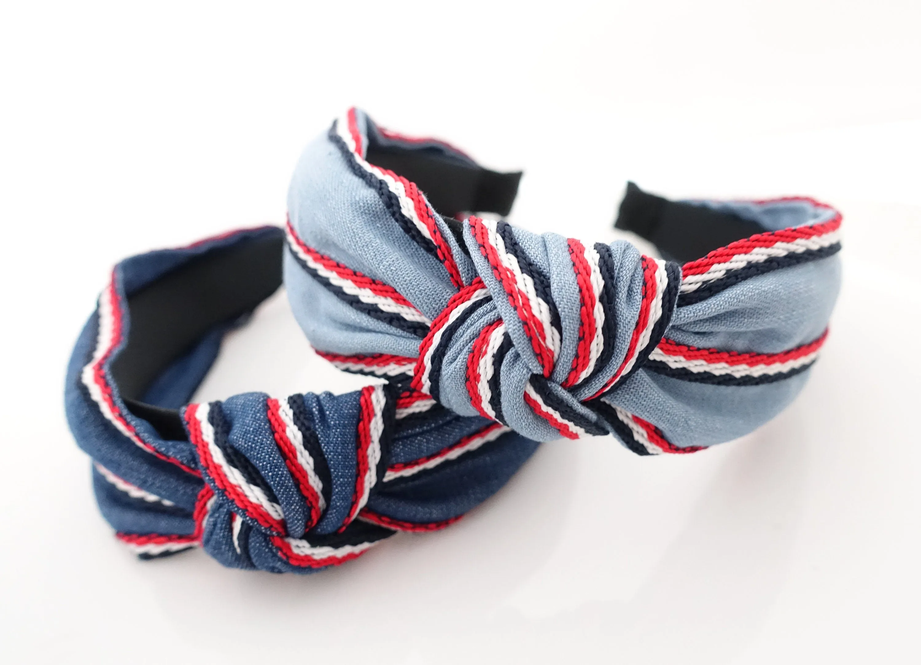 denim knot headband stripe line edge denim hairband woman hair accessory