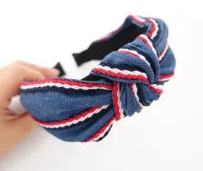 denim knot headband stripe line edge denim hairband woman hair accessory