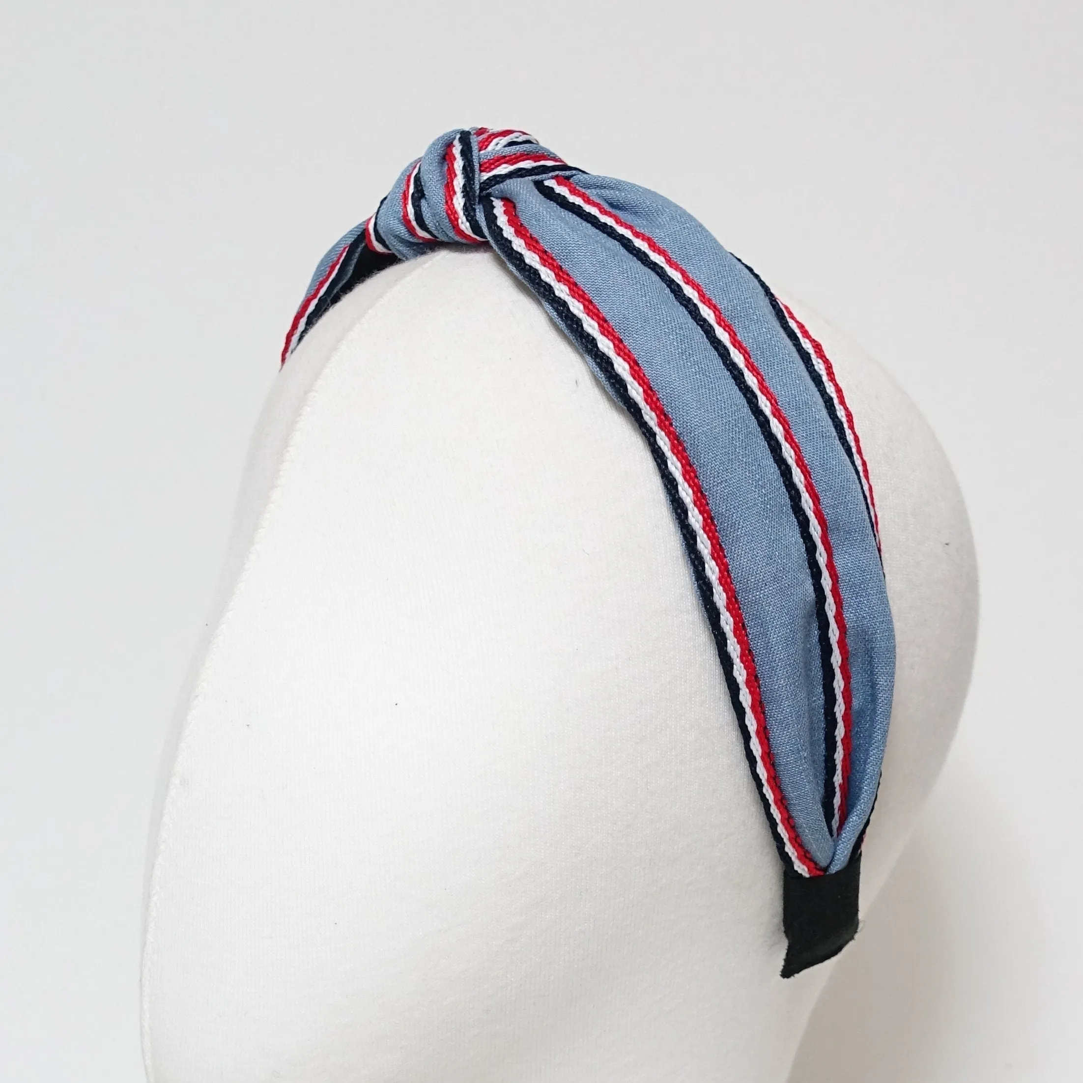 denim knot headband stripe line edge denim hairband woman hair accessory