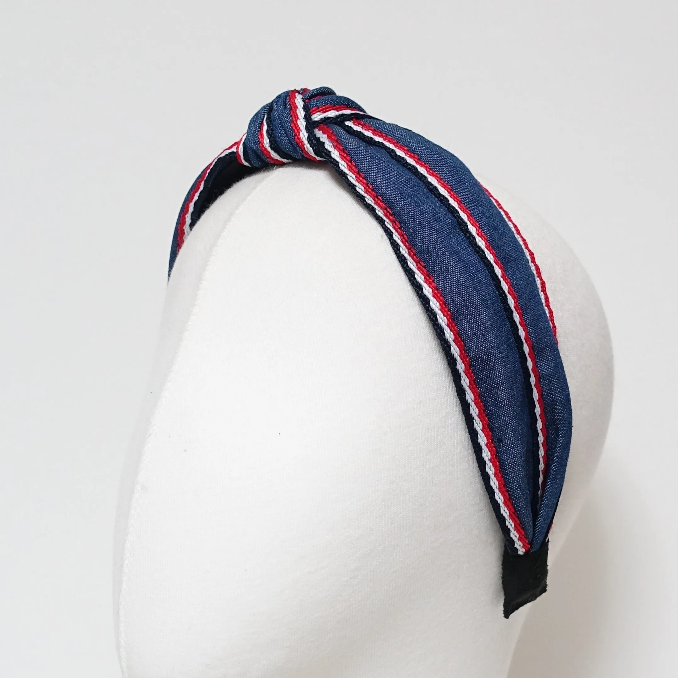 denim knot headband stripe line edge denim hairband woman hair accessory