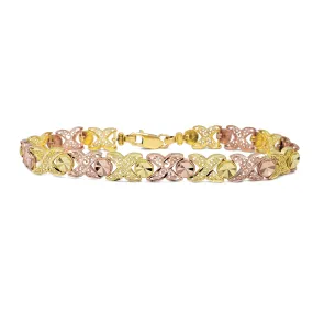 Diamond-cut Vintage Filigree XOXO Hugs & Kisses Bracelet (14K)