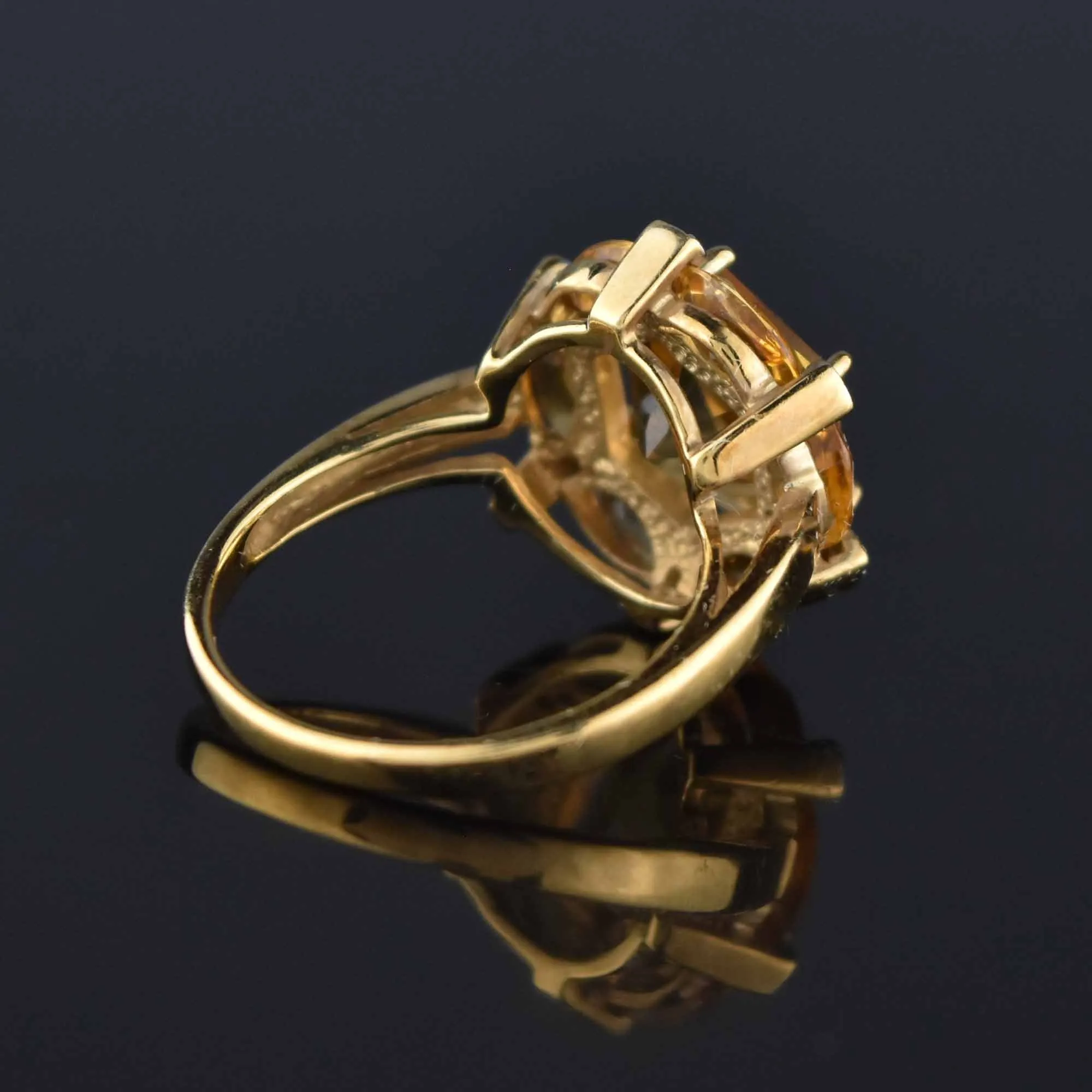 Diamond Hexagon Citrine Ring in 10K Gold