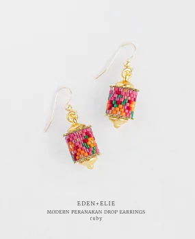 EDEN   ELIE Modern Peranakan drop earrings - ruby