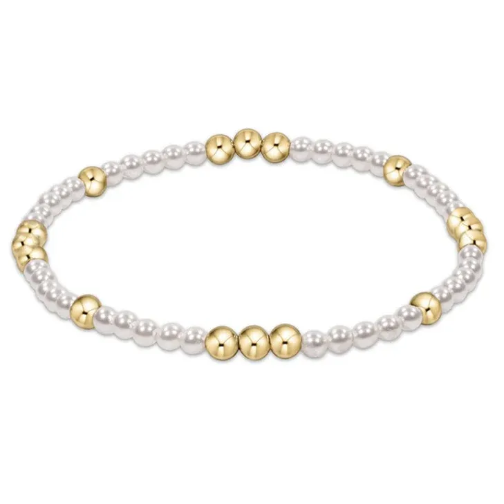 enewton - Worthy Pattern Bracelet with 3mm Gold Beads and Pearl Beads