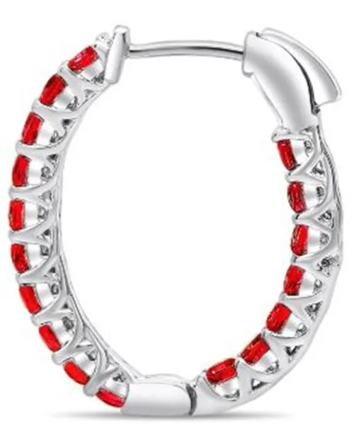 ESTATE 1.25CT AAA RUBY 14KT WHITE GOLD INSIDE OUT LUCIDA HOOP HANGING EARRINGS