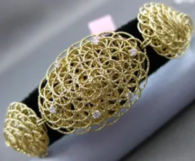 ESTATE LARGE .18CT DIAMOND 14KT YELLOW GOLD FILIGREE WOVEN GRADUATING BRACELET