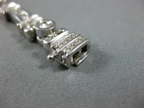 ESTATE WIDE 2.16CT DIAMOND 14K WHITE GOLD CHANNEL BEZEL FILIGREE TENNIS BRACELET