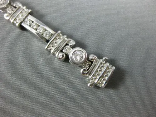 ESTATE WIDE 2.16CT DIAMOND 14K WHITE GOLD CHANNEL BEZEL FILIGREE TENNIS BRACELET