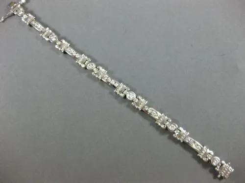 ESTATE WIDE 2.16CT DIAMOND 14K WHITE GOLD CHANNEL BEZEL FILIGREE TENNIS BRACELET