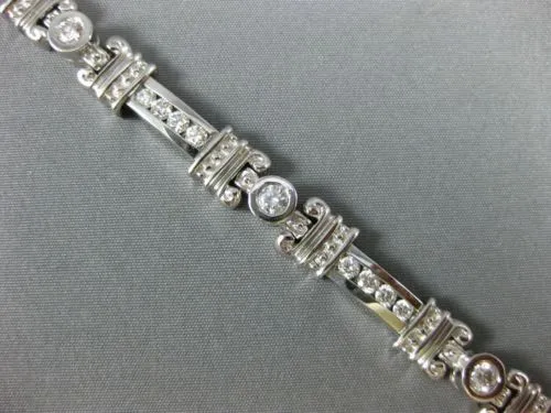 ESTATE WIDE 2.16CT DIAMOND 14K WHITE GOLD CHANNEL BEZEL FILIGREE TENNIS BRACELET