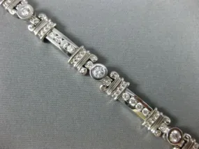 ESTATE WIDE 2.16CT DIAMOND 14K WHITE GOLD CHANNEL BEZEL FILIGREE TENNIS BRACELET