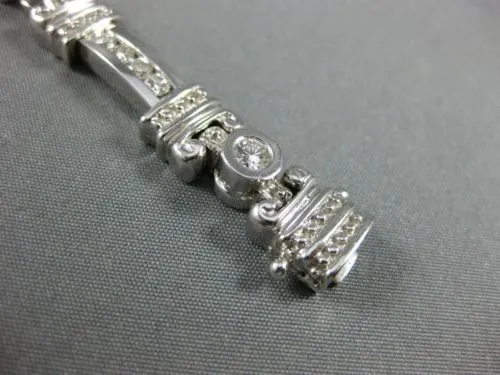 ESTATE WIDE 2.16CT DIAMOND 14K WHITE GOLD CHANNEL BEZEL FILIGREE TENNIS BRACELET