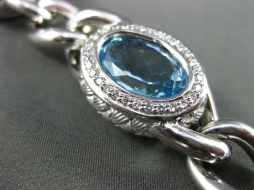 ESTATE WIDE & LONG 46.0CT DIAMOND & BLUE TOPAZ 14KT WHITE GOLD FILIGREE BRACELET