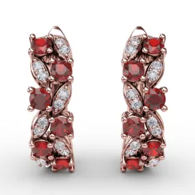 Fana Clustered Ruby and Diamond Earrings