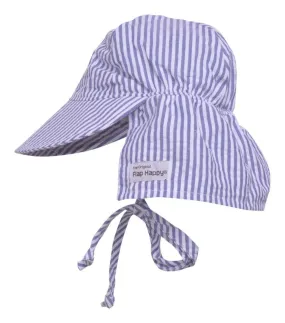 Flap Happy Kids UPF50  Original Flap Hat with Ties - Chambray Stripe Seersucker