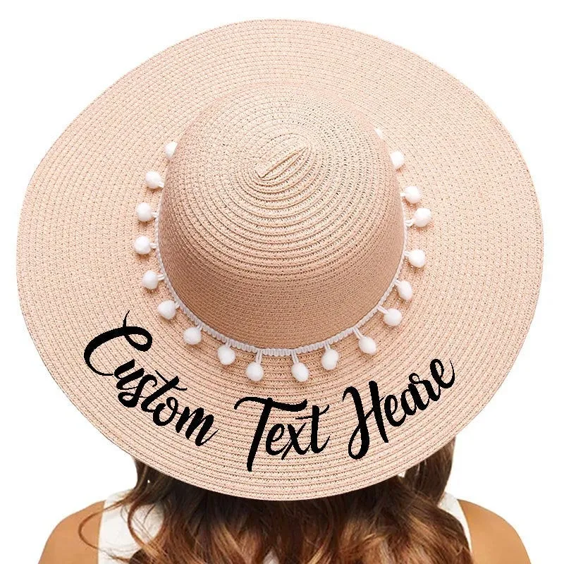 Floppy Beach Hat Personalized Bride Hat Floppy Hat with Name Custom Personalized Beach Hat Honeymoon Must Have Gift Straw Hat Customizable