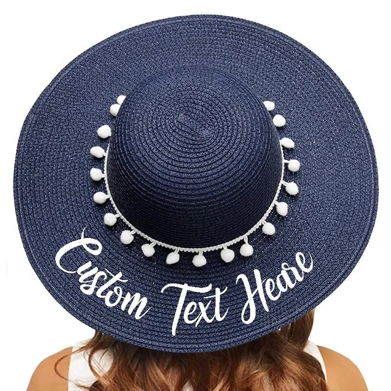 Floppy Beach Hat Personalized Bride Hat Floppy Hat with Name Custom Personalized Beach Hat Honeymoon Must Have Gift Straw Hat Customizable