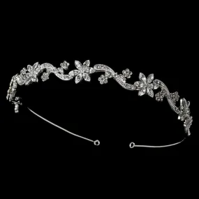 Floral Swirl Crystal Bridal Headband Headpiece