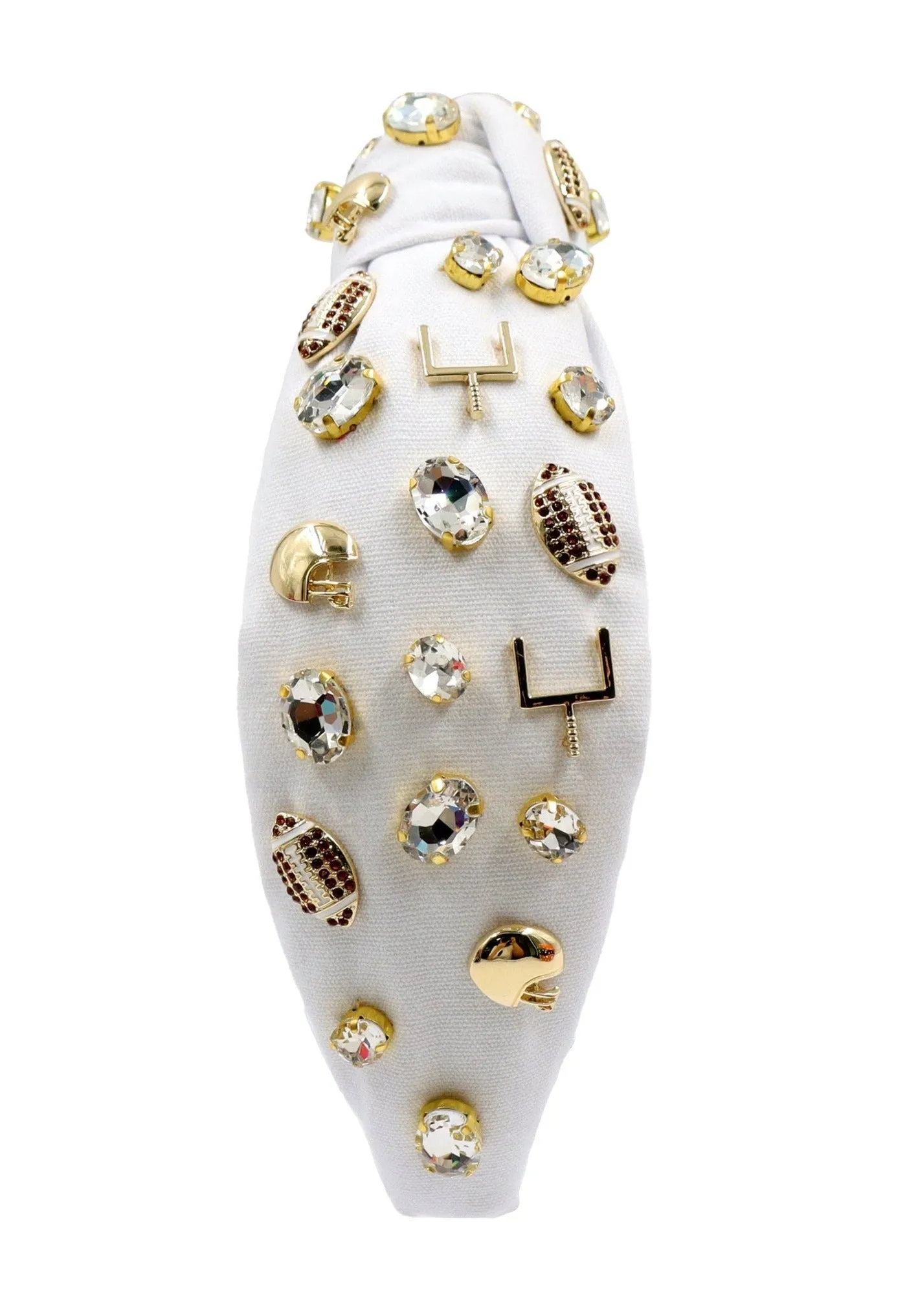 Football Jeweled Knot Headband (White)