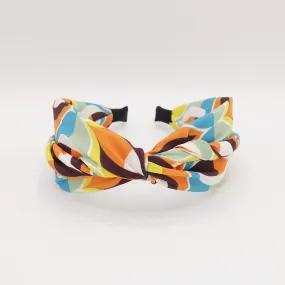 geometric color print cross headband stylish hair accessory for women