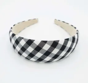 gingham check headband lightly padded hairband casual hair accessory for women