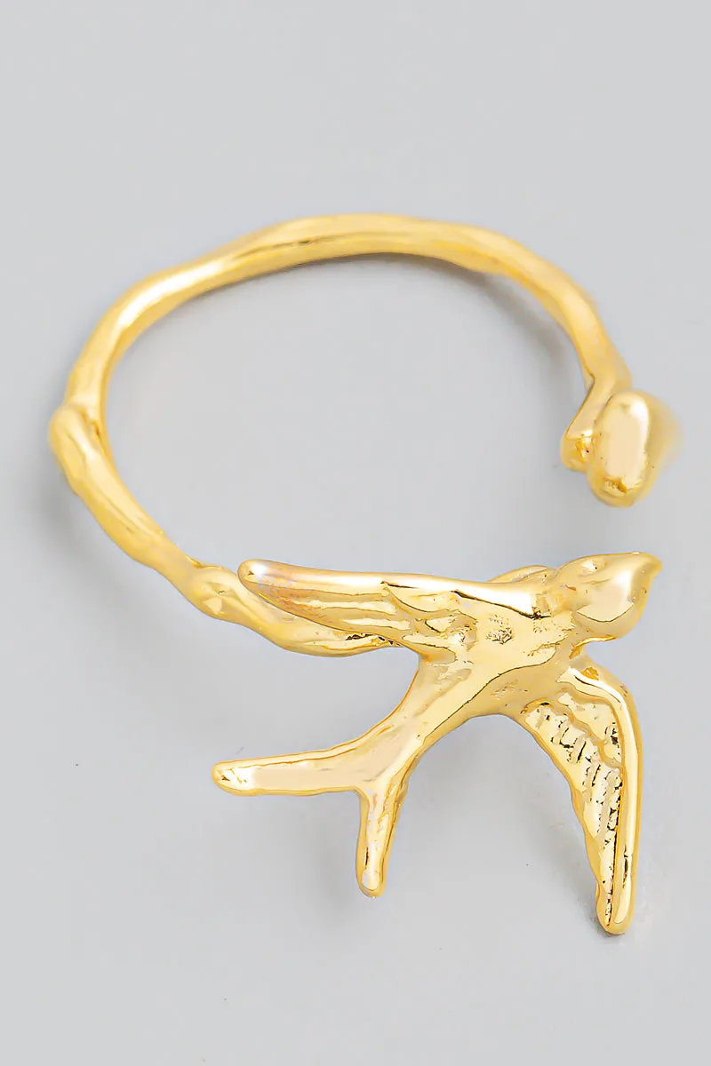 Gliding Bird Gold Adjustable Ring