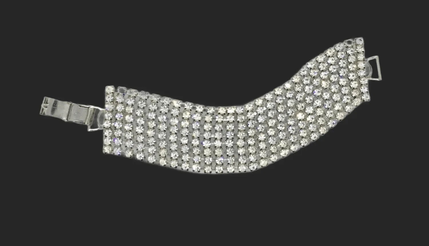 Glimmering and Glittering Eight Row Vintage Rhinestone Bracelet