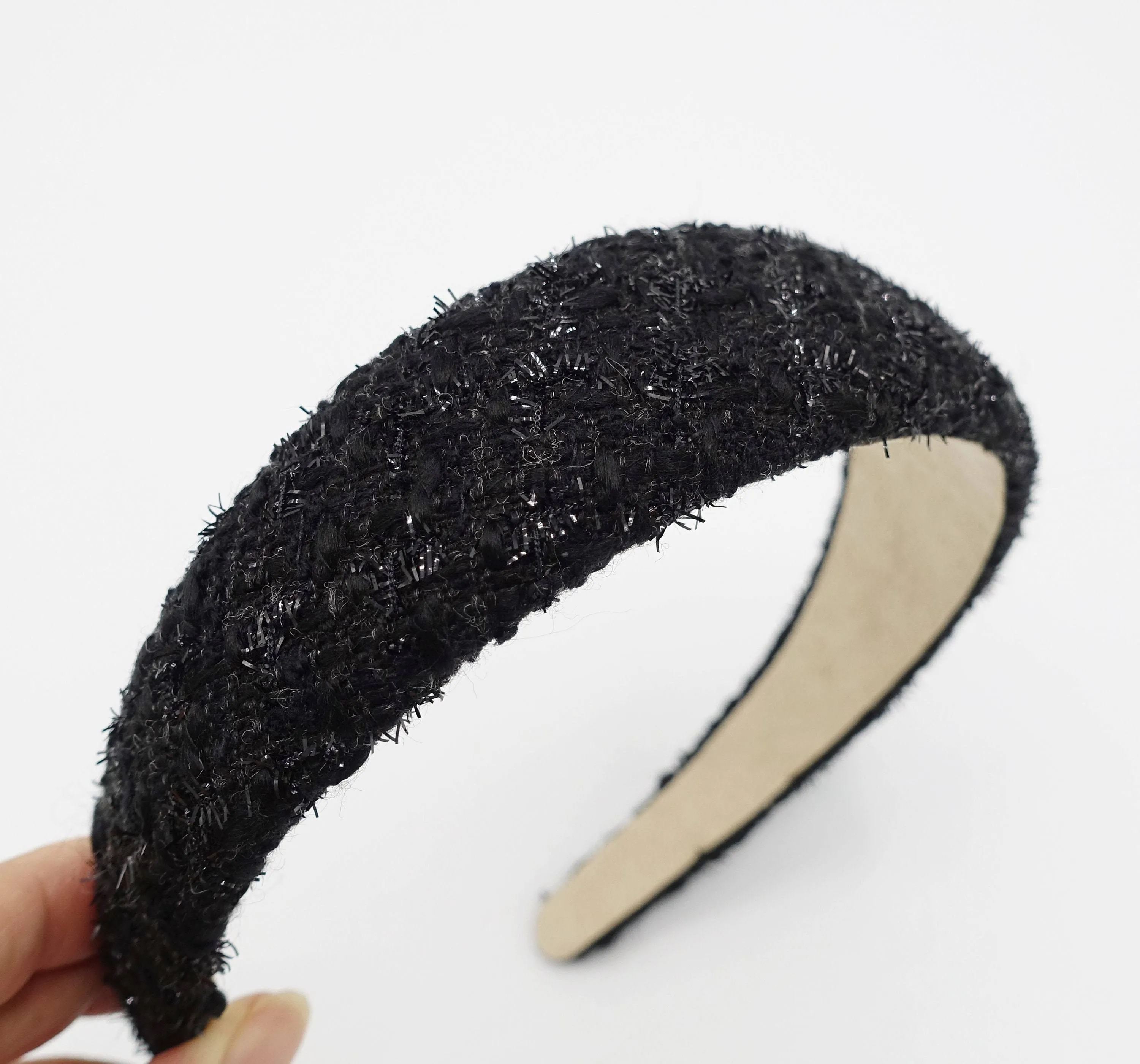 glitter tweed headband padded hairband casual hair accessory for women