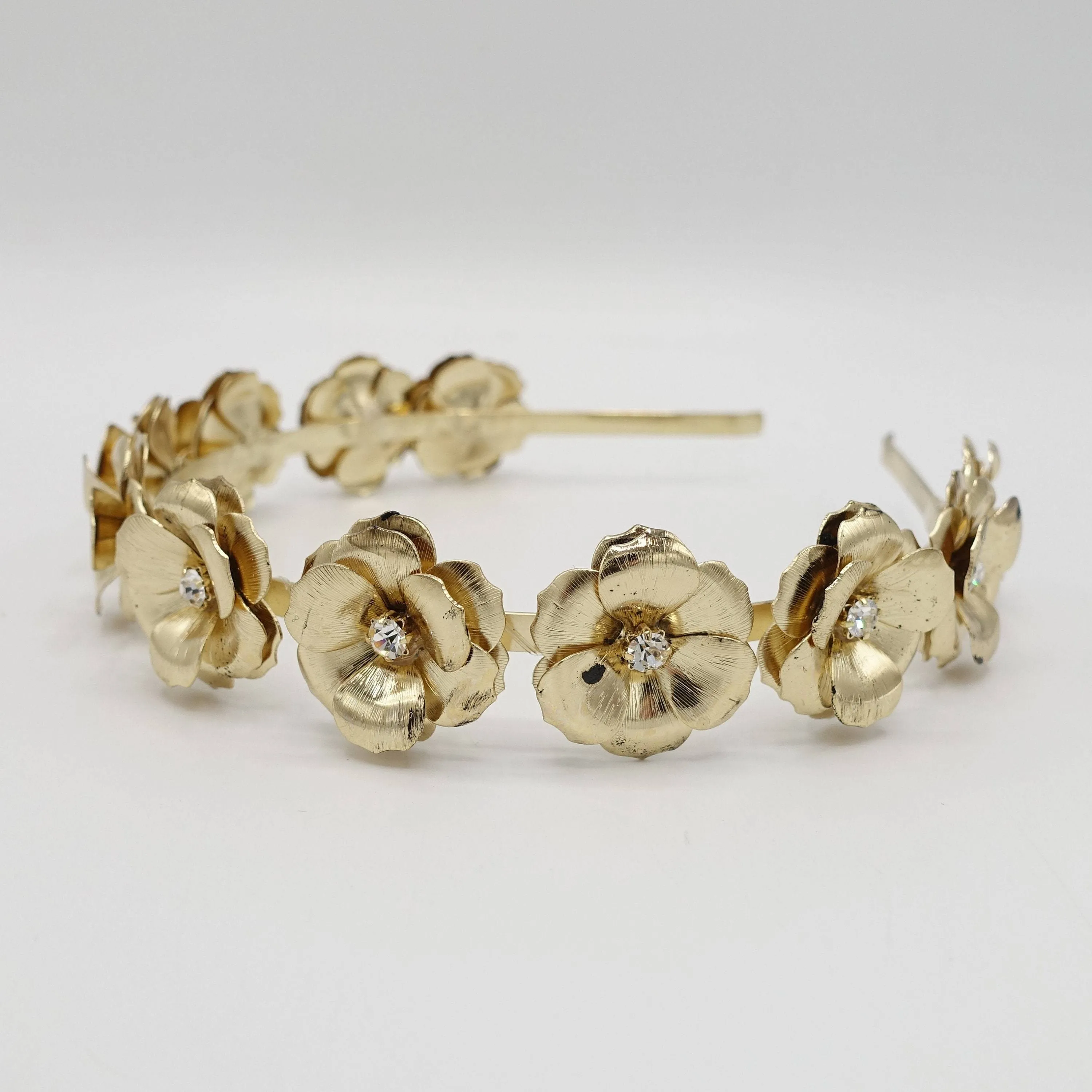 gold flower bridal headband metal wedding hairband for brides