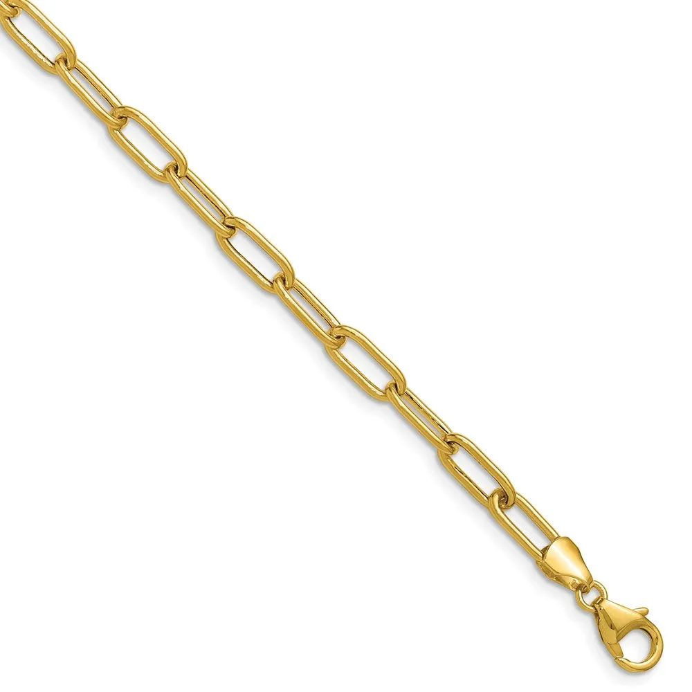 Gold Leslie's 14k 4.5mm 8 Inches Semi-Solid Paperclip Chain Bracelet Model-7361-8