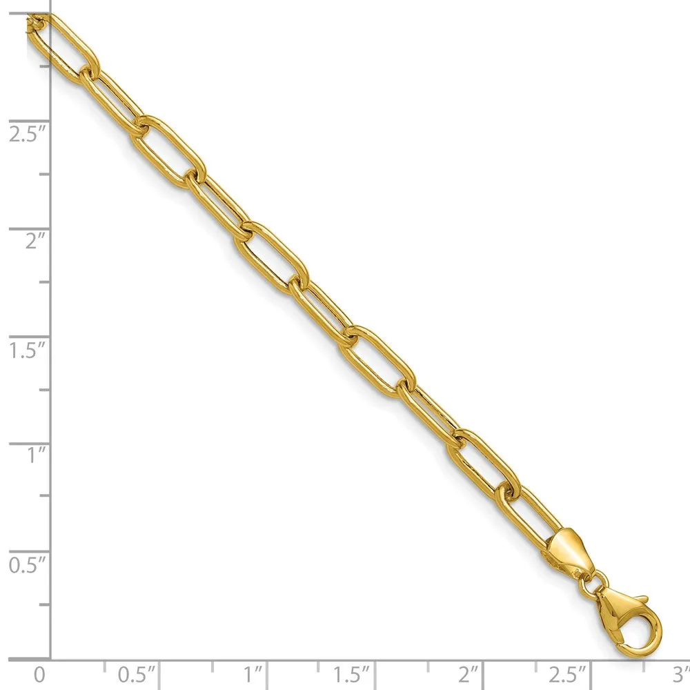 Gold Leslie's 14k 4.5mm 8 Inches Semi-Solid Paperclip Chain Bracelet Model-7361-8