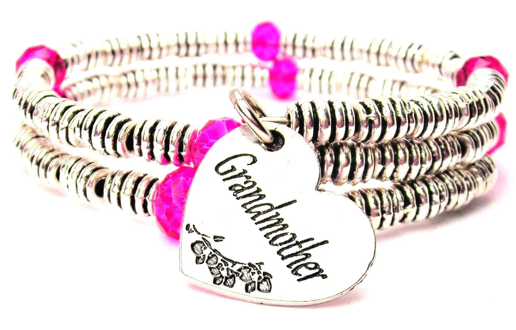 Grandmother Heart Curly Coil Wrap Style Bangle Bracelet