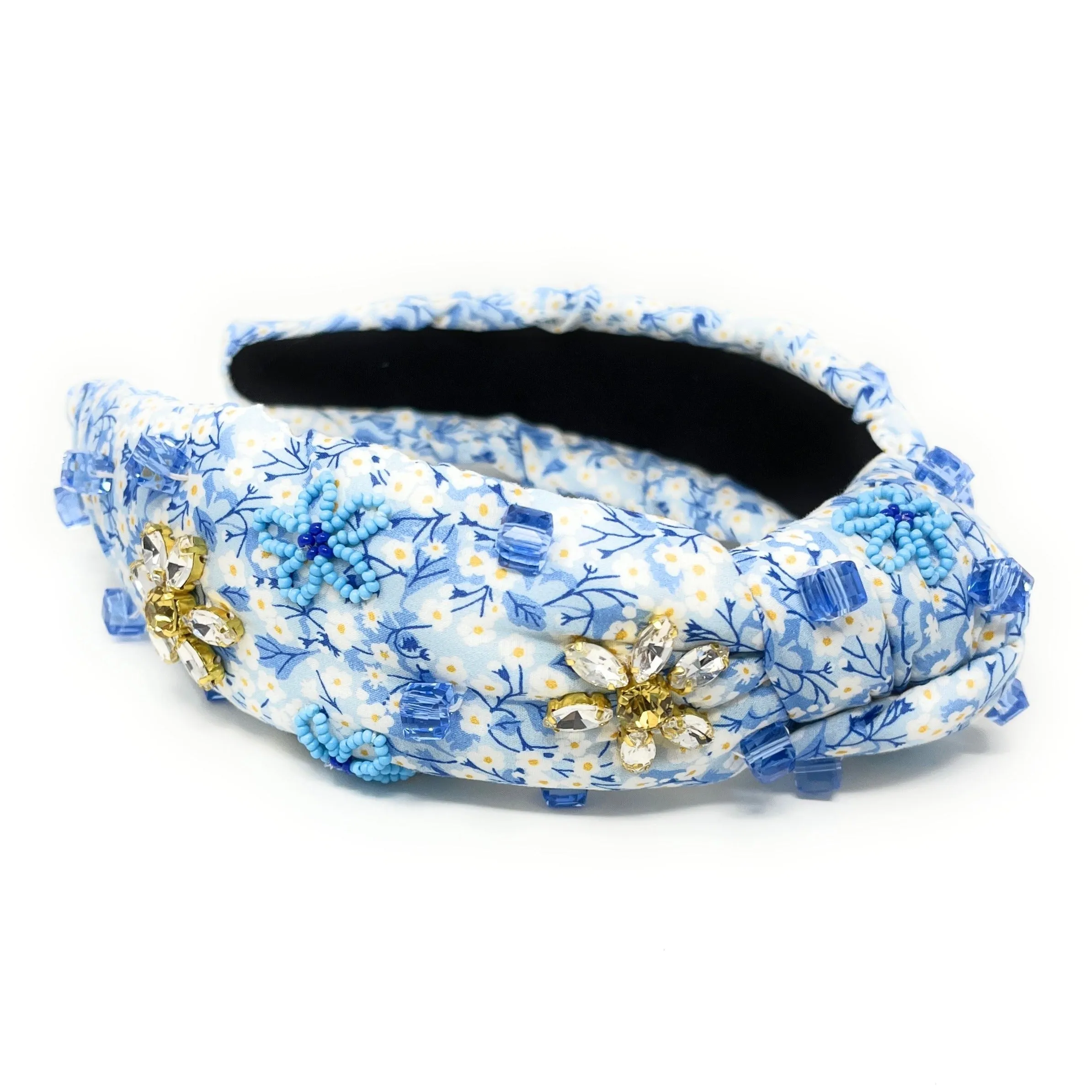 Hand Sewn Camellia Jeweled Knot Headband