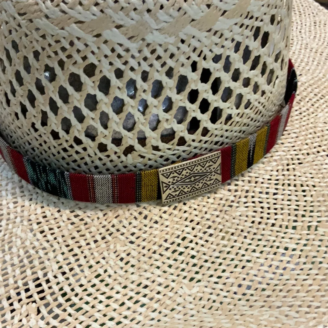 Hatband HB32-12 | 1" Tapestry w/ Side Concho Rust/Turquoise