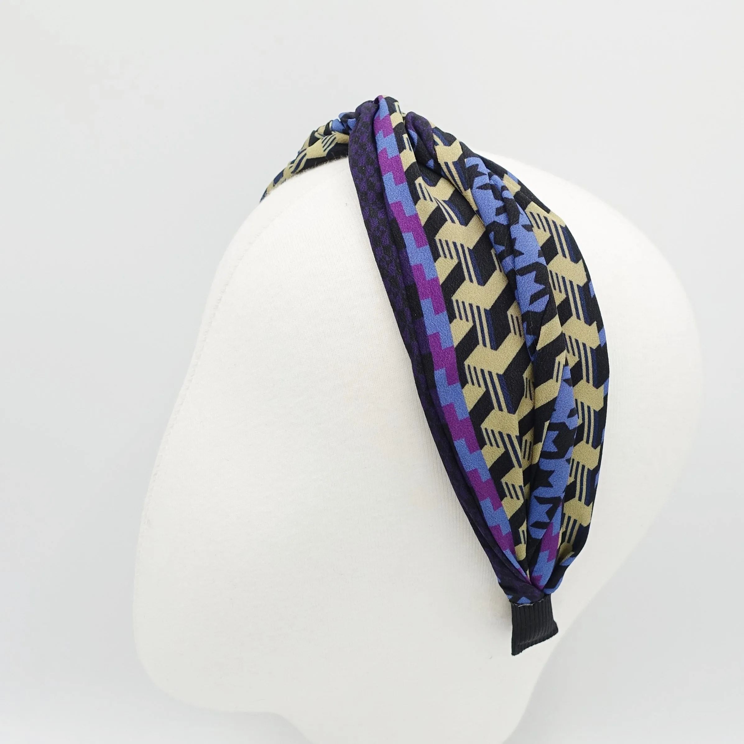 houndstooth check headband multi colored twisted hairband for women