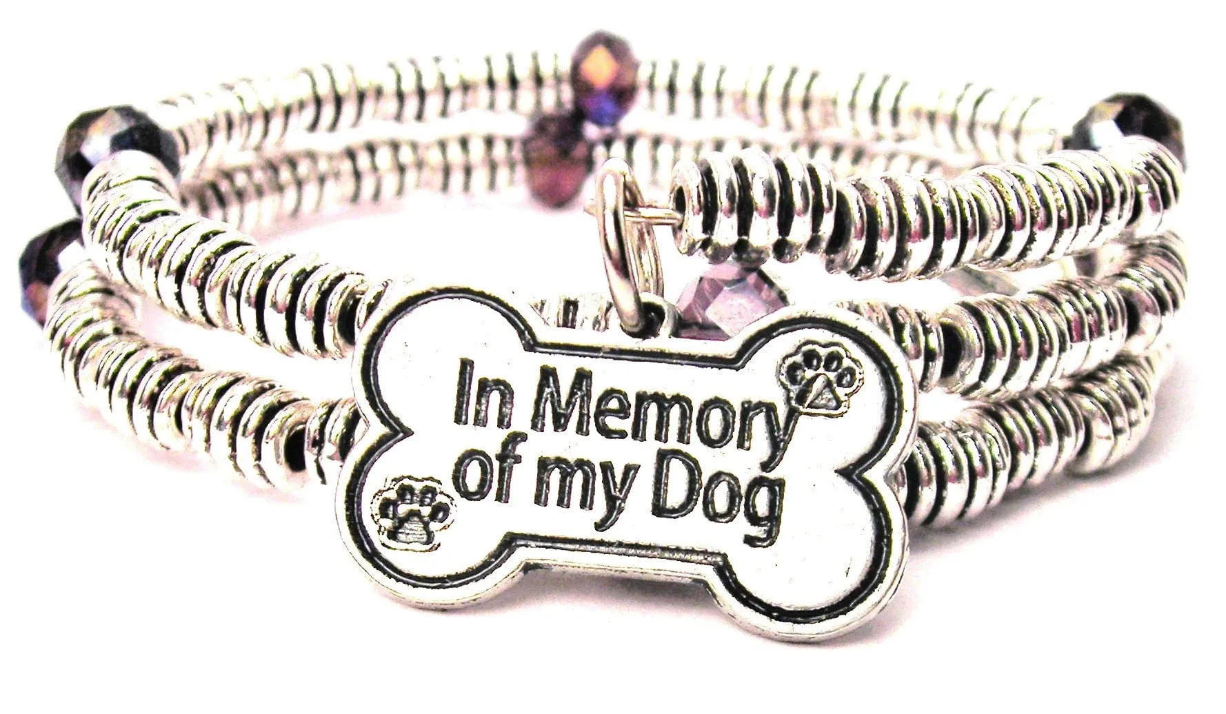 In Memory Of My Dog Curly Coil Wrap Style Bangle Bracelet