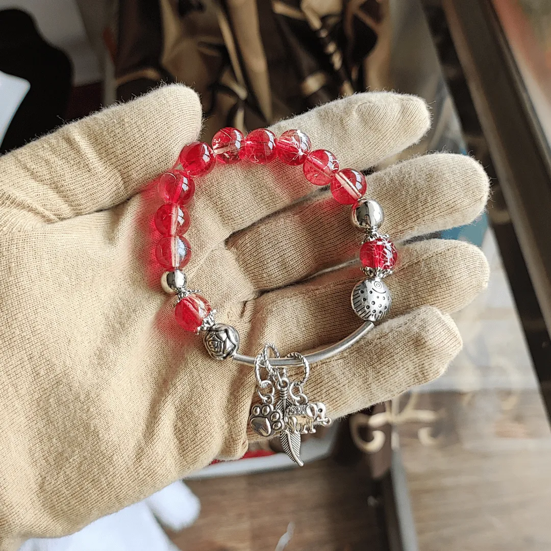 Jewelestia Crimson Charm Bracelet